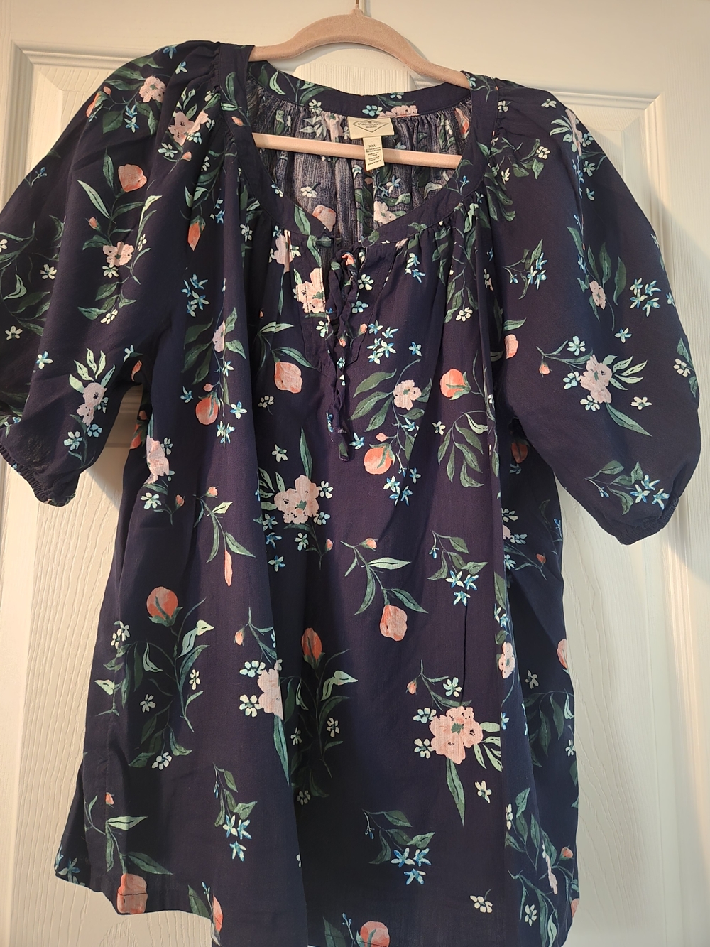 St. John's Bay Navy Floral Peasant Blouse